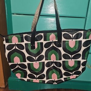 Orla Kiely Black, Green And Pink Tote